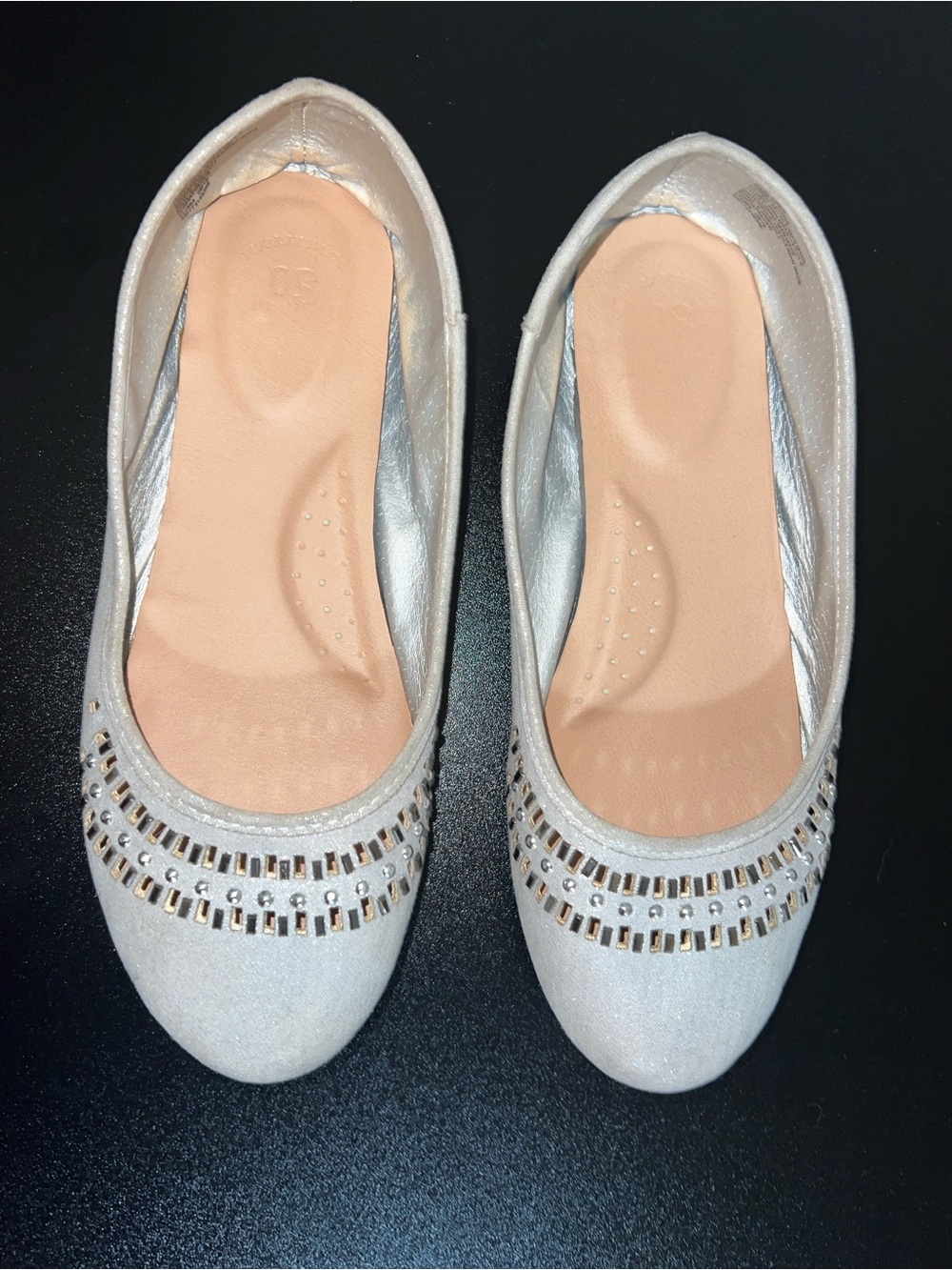 Women’s Silver Embellished Ballet Flats